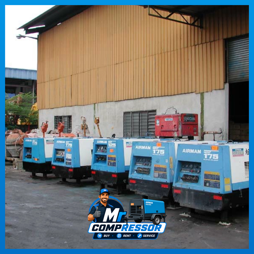 Mr Compressor Airman air compressor fleet for buy or rent in Malaysia